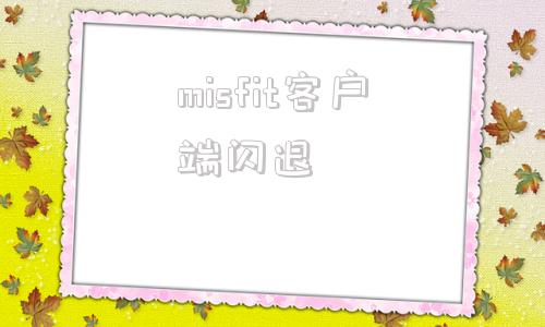misfit客户端闪退软件因自身原因闪退怎么解决